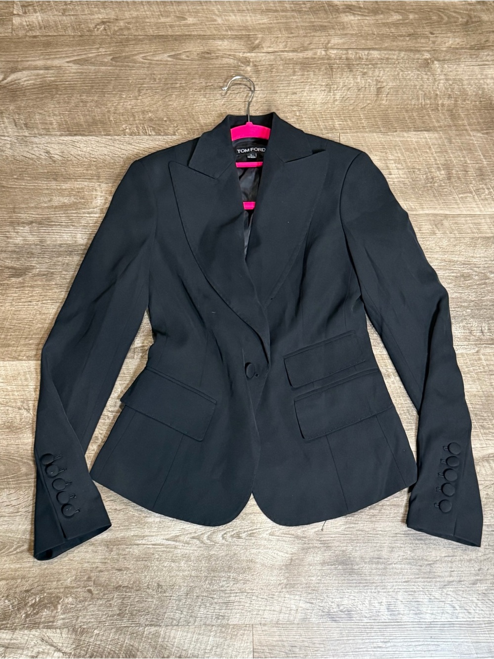 Tom Ford Black Polyester Single-Button Blazer Size 2 US